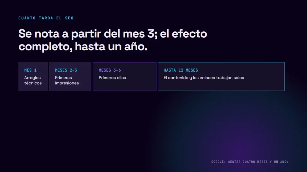 Cuánto tarda el SEO: línea de tiempo de 1 a 12 meses