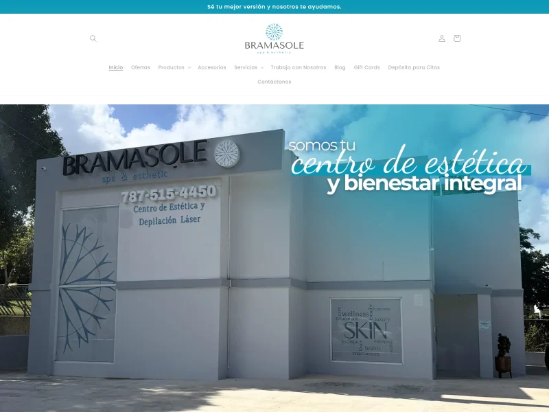 Captura de la tienda Shopify de Bramasole Spa