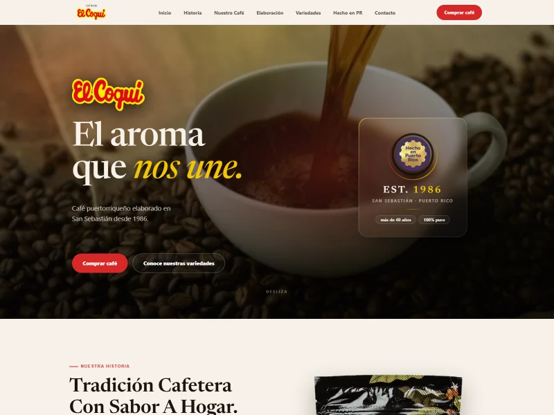 Captura del rediseno de Cafe El Coqui