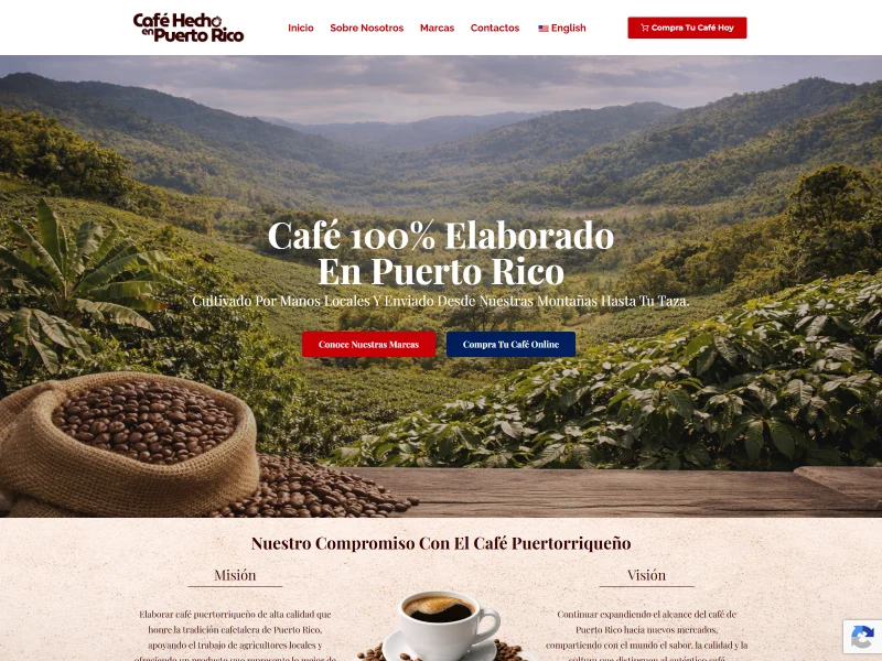 Captura de la plataforma Cafe Hecho en Puerto Rico