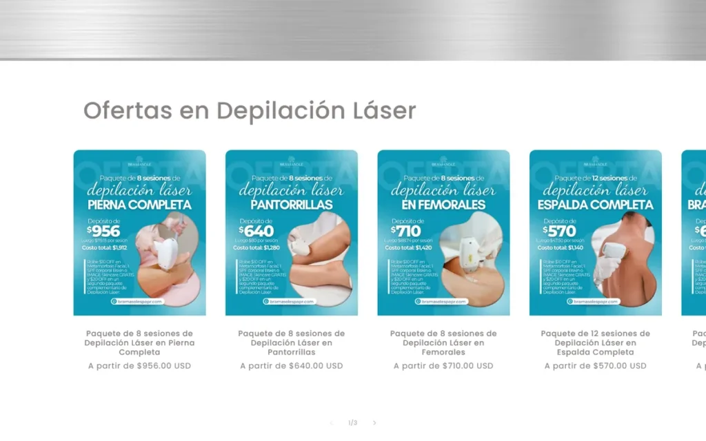 Web de Bramasole Spa & Esthetic: sección interior