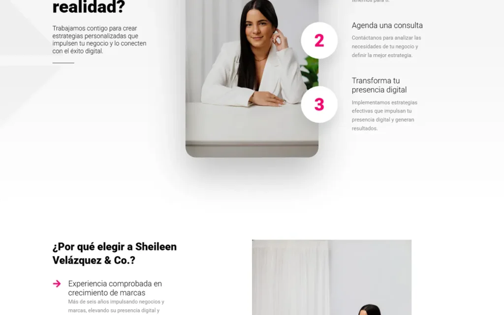 Web de Sheileen Velázquez: sección interior